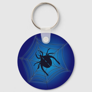 Spider on web keychain