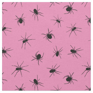 Spider Pattern Pink and Black Fabric