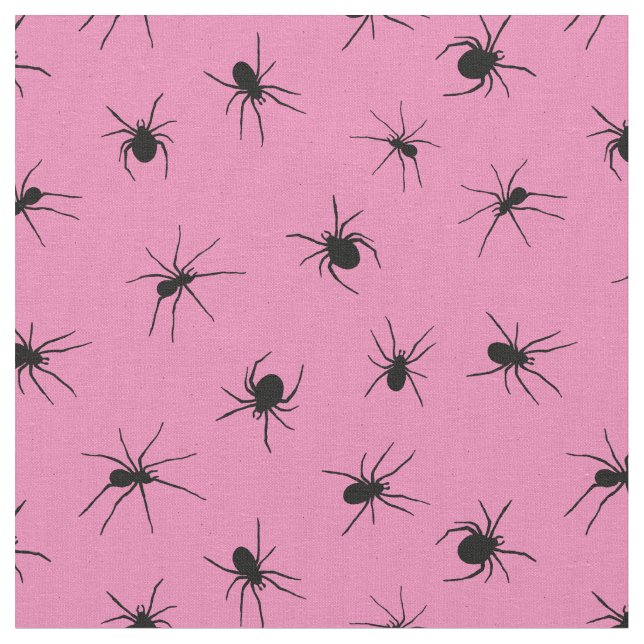 Spider Pattern Pink and Black Fabric (Close Up)