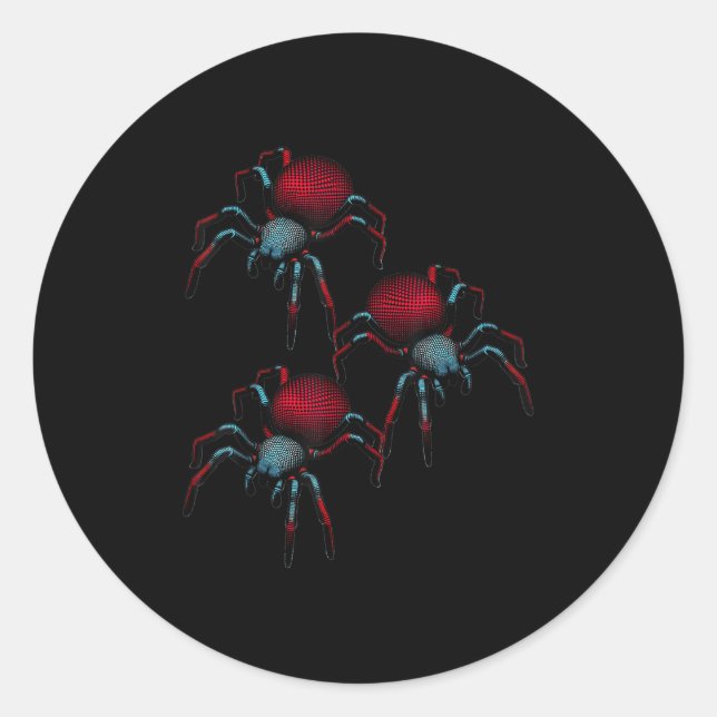Spider Phobia Spider 3d Woman Women Man Child Girl Classic Round Sticker (Front)