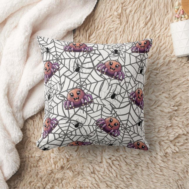 Spider Purple Print  Throw Pillow (Blanket)