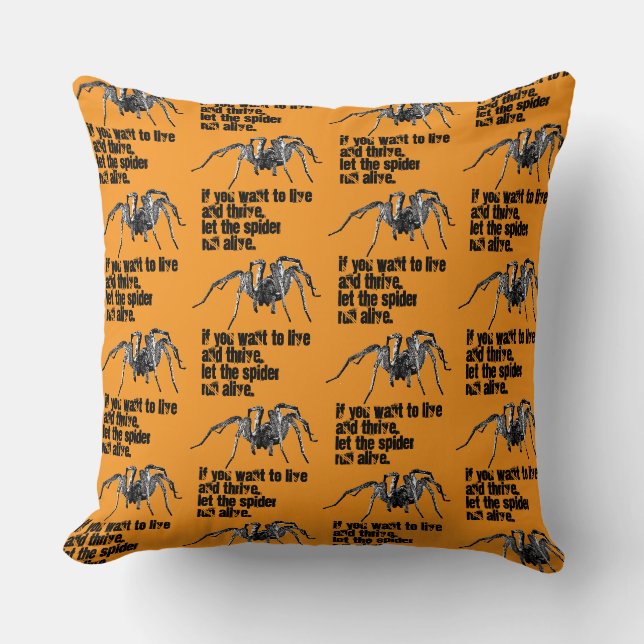 Spider quote proverb design throw pillow (Front)