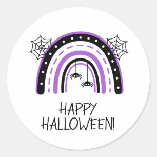 Spider Rainbow Happy Halloween Classic Round Sticker