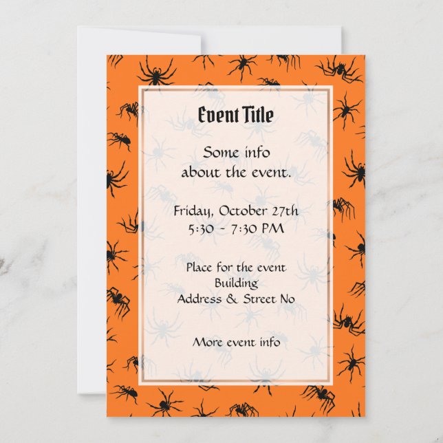 Spider Silhouettes Pattern Invitation (Back)