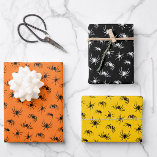 Spider Silhouettes Pattern Wrapping Paper Sheet