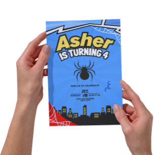 Spider-Themed Birthday Invitation-Superhero Part Invitation