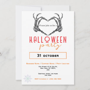 Spider Wave Skeleton Hand Business Halloween Party Invitation