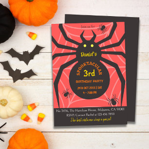 Spider Web 3rd Birthday spooky Halloween Party Invitation
