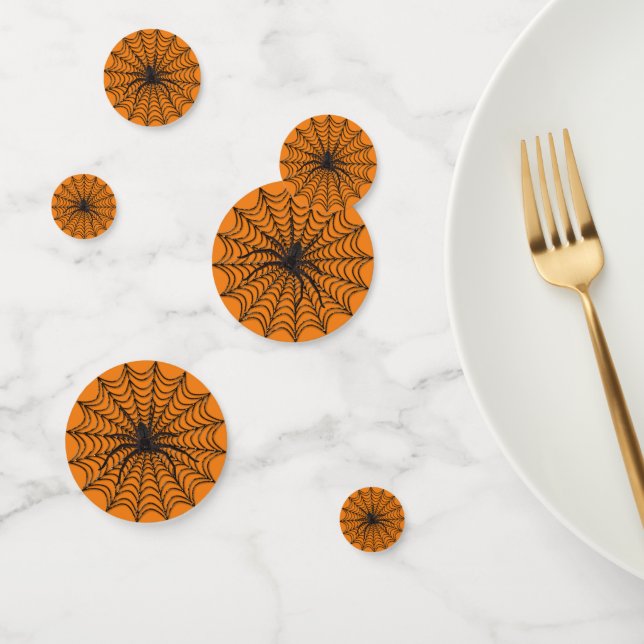 Spider Web And Black Spider Halloween Confetti (Group)