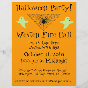 Spider Web and Ghost Halloween Party Flyer