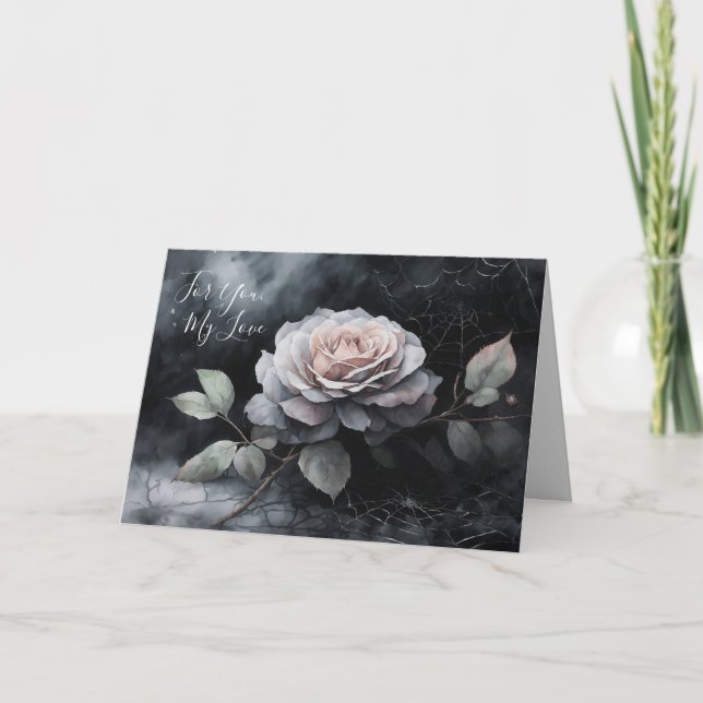 Spider Web and Rose Greeting Card (Front)