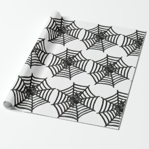 SPIDER WEB BLACK AND WHITE HALLOWEEN GIFT WRAP