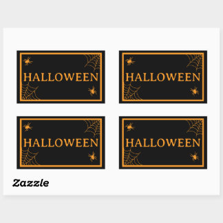 Spider Web Black Orange Halloween Word Sticker