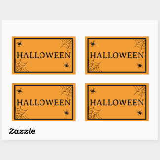 Spider Web Black Orange Halloween Word Sticker