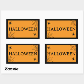 Spider Web Black Orange Halloween Word Sticker