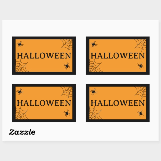 Spider Web Black Orange Halloween Word Sticker (Sheet)