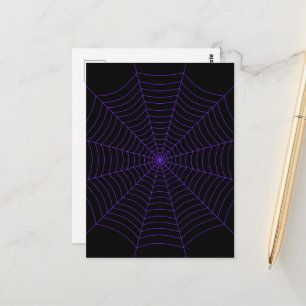 Spider web black purple Halloween pattern Postcard