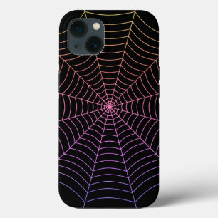 Spider web black purple orange Halloween pattern iPhone 13 Case