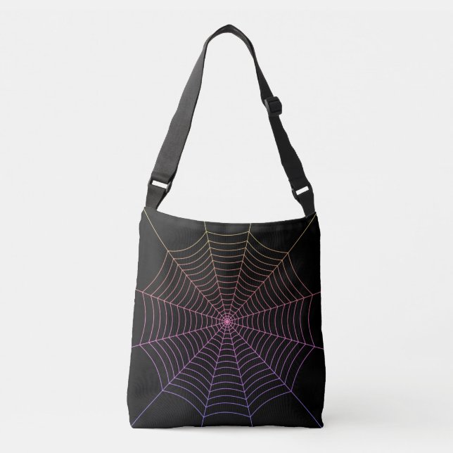 Spider web black purple orange Halloween pattern Crossbody Bag (Front)