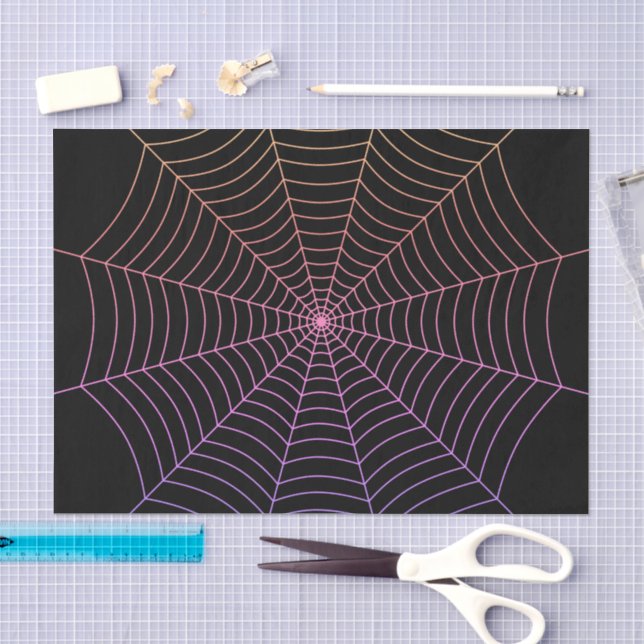 Spider web black purple orange Halloween pattern Tissue Paper (Craft)