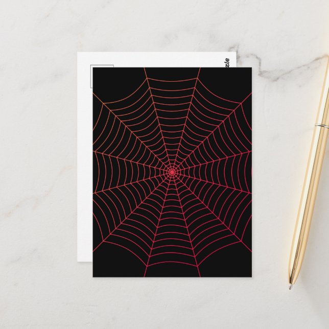 Spider web black red Halloween pattern Postcard (Front/Back In Situ)