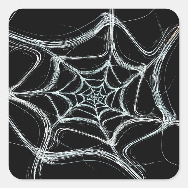 Spider Web Fractal Background Square Sticker (Front)