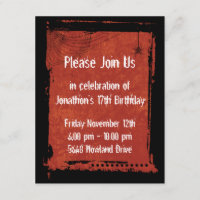 Spider Web Grunge Gothic Birthday Invitations