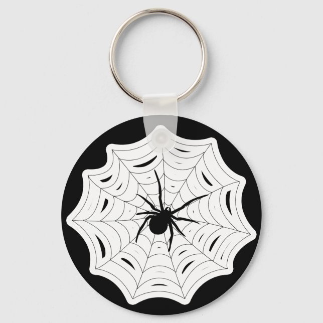 Spider Web Halloween Spooky Creepy Bug Design Keychain (Front)