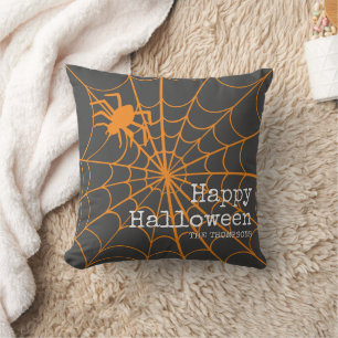 Spider Web Halloween Throw Pillow