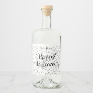 Spider Web Hand Drawn Doodles Liquor Bottle Label