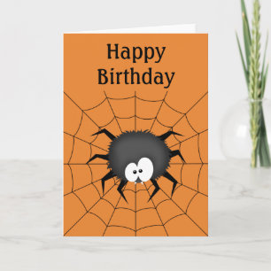 Spider, Web, Happy Birthday Card