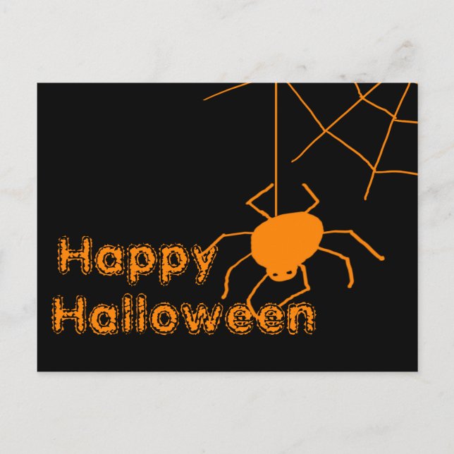 Spider Web Happy Halloween Postcard (Front)