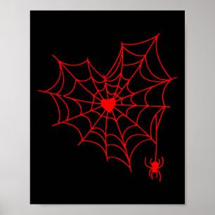 Spider Web Heart Valentine Day Couple Matching Des Poster
