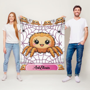 Spider Web Kawaii Print Fleece Blanket