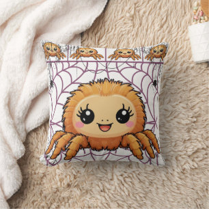 Spider Web Kawaii Print Throw Pillow