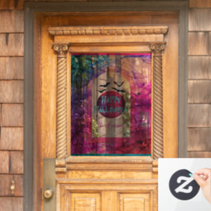  Spider Web Moon Typography Spooky Happy Halloween Window Cling