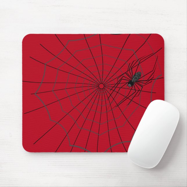 Spider Web Mousepad, Dark Red Mouse Pad (With Mouse)