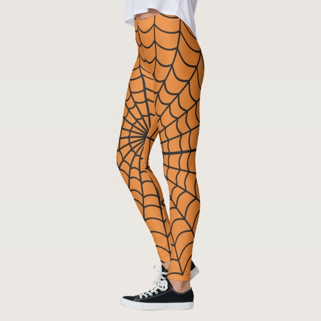 Spider Web Pattern ~ Orange ~ Halloween ~ Leggings (Left)
