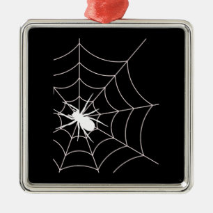 Spider Web Pregnancy Announcement Halloween Metal Ornament