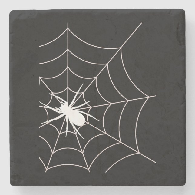 Spider Web Pregnancy Announcement Halloween Stone Coaster (Front)