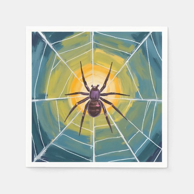Spider Web Spooky Halloween Party Napkin (Front)
