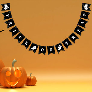 Spider Web Trick or Treat Jack O Lantern Halloween Bunting Flags