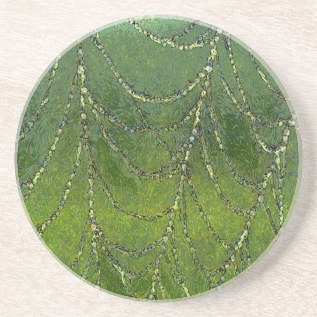 Spider Web With Dew Droplets Abstract Art Coaster (Front)