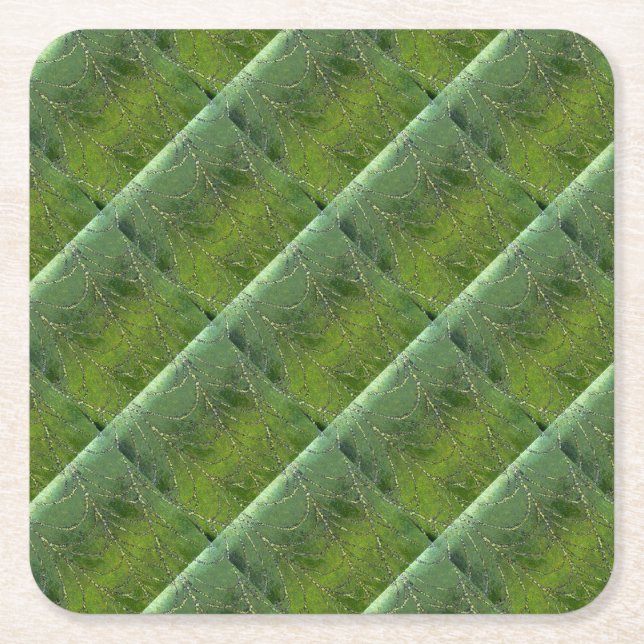 Spider Web With Dew Droplets Abstract Art Square Paper Coaster (Front)