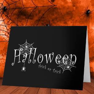 Spider webs and spiders over Halloween Thank You Card