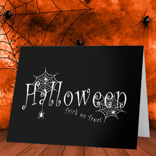 Spider webs and spiders over Halloween Thank You Card