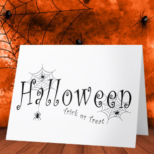 Spider webs and spiders over Halloween Thank You Card