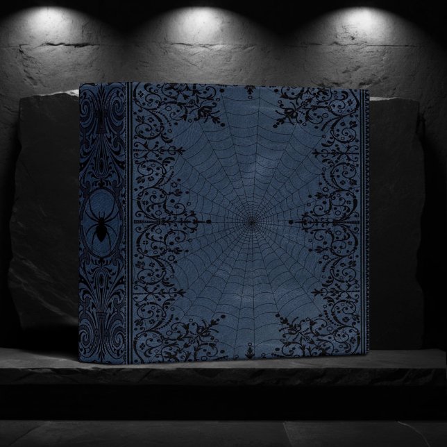 Spider Witch | Dusty Slate Blue Spiderweb Flourish Binder (Creator Uploaded)