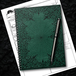 Spider Witch Emerald Green Spiderweb Flourish Notebook