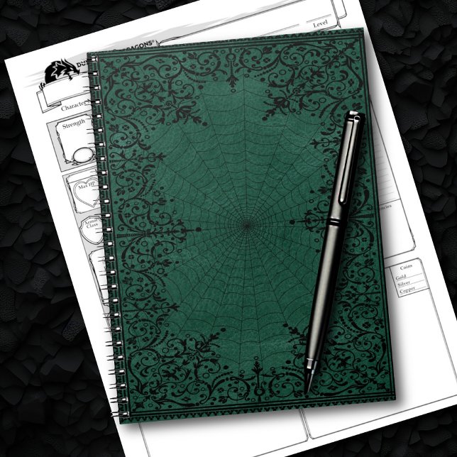 Spider Witch | Emerald Green Spiderweb Flourish Notebook (Creator Uploaded)